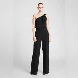 Halston One-Shoulder Tess stretch crepe Jumpsuit‎ size 10 NWT